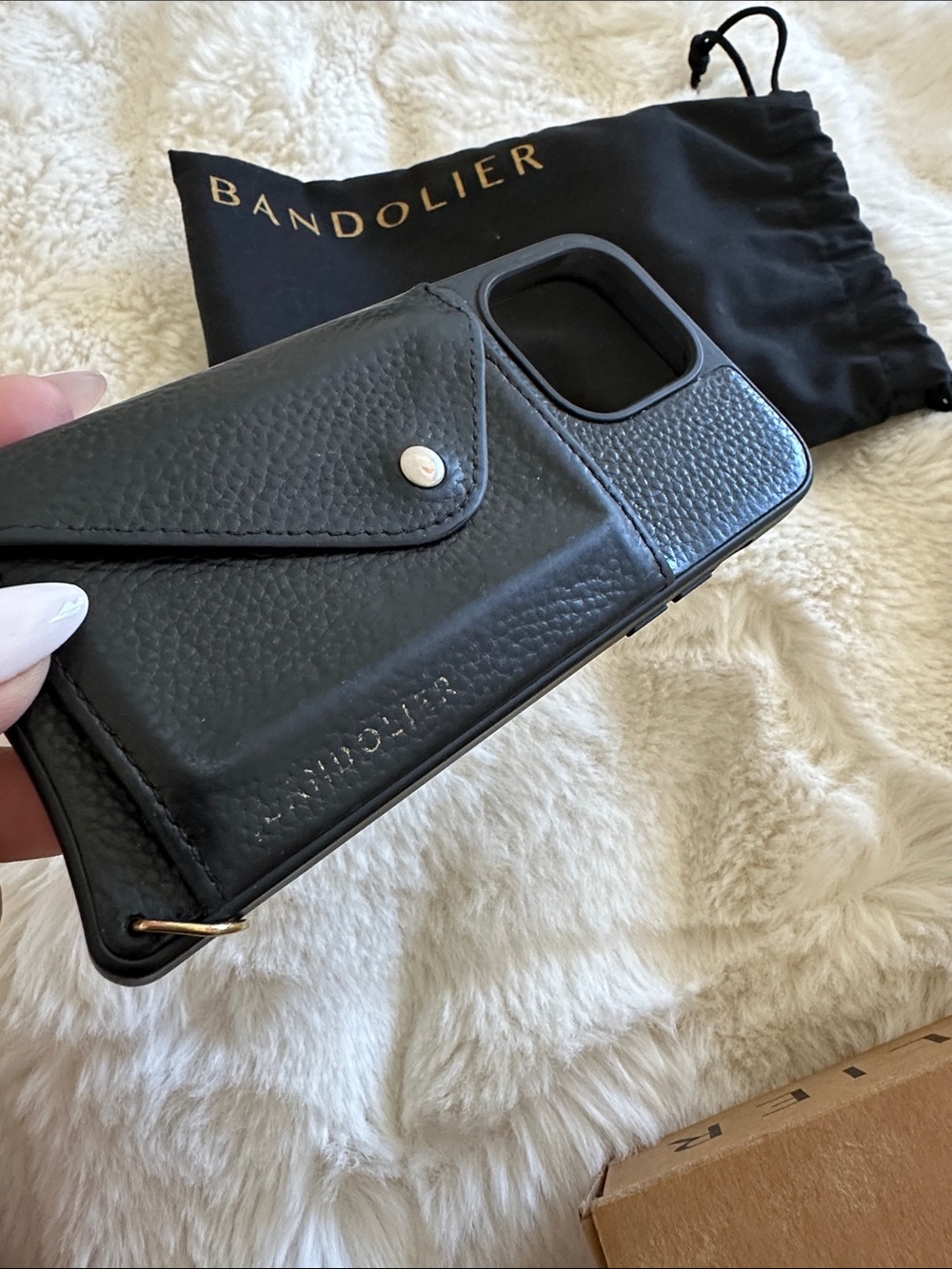 Bandolier Black Leather Crossbody Phone Case with Card Pocket  iPhone 14 Pro Max - Picture 3 of 5